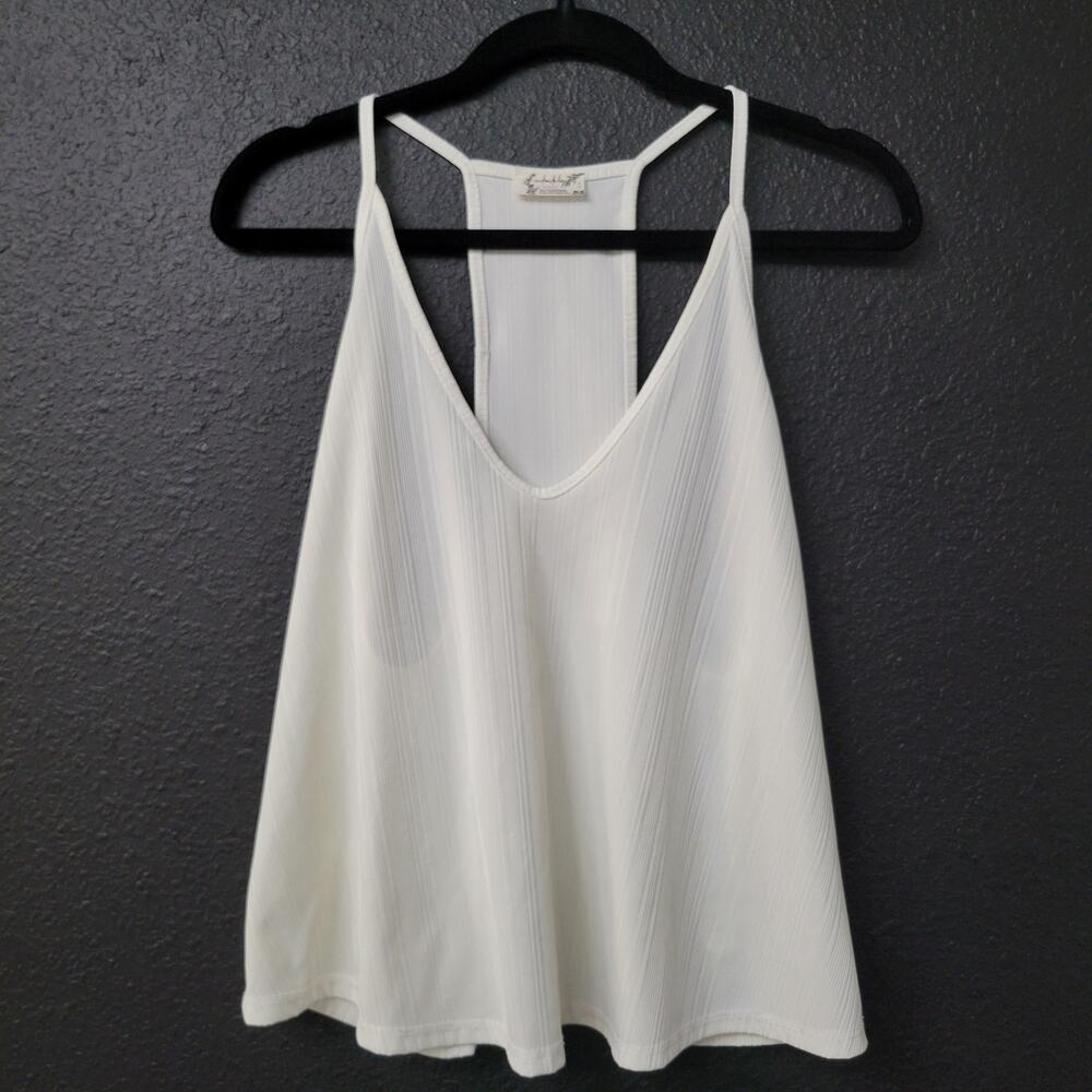 Free People Intimately Women’s Small White Ribbed Racerback Tank Top Neutral